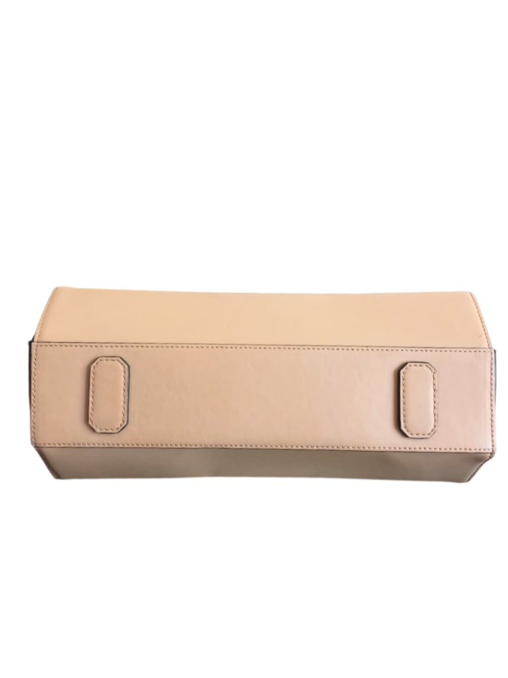 H Halston Beige Black Structured Tote Bag - Colorblock Satchel Purse - Picture 6 of 9